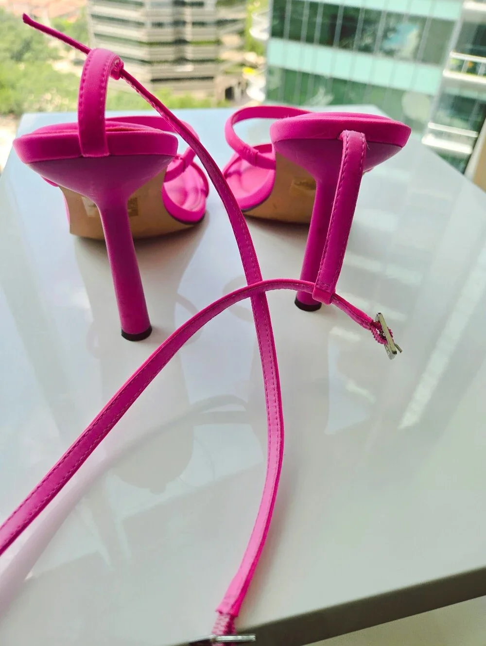 Steve Madden Hot Pink Strappy Square-Toe Heels